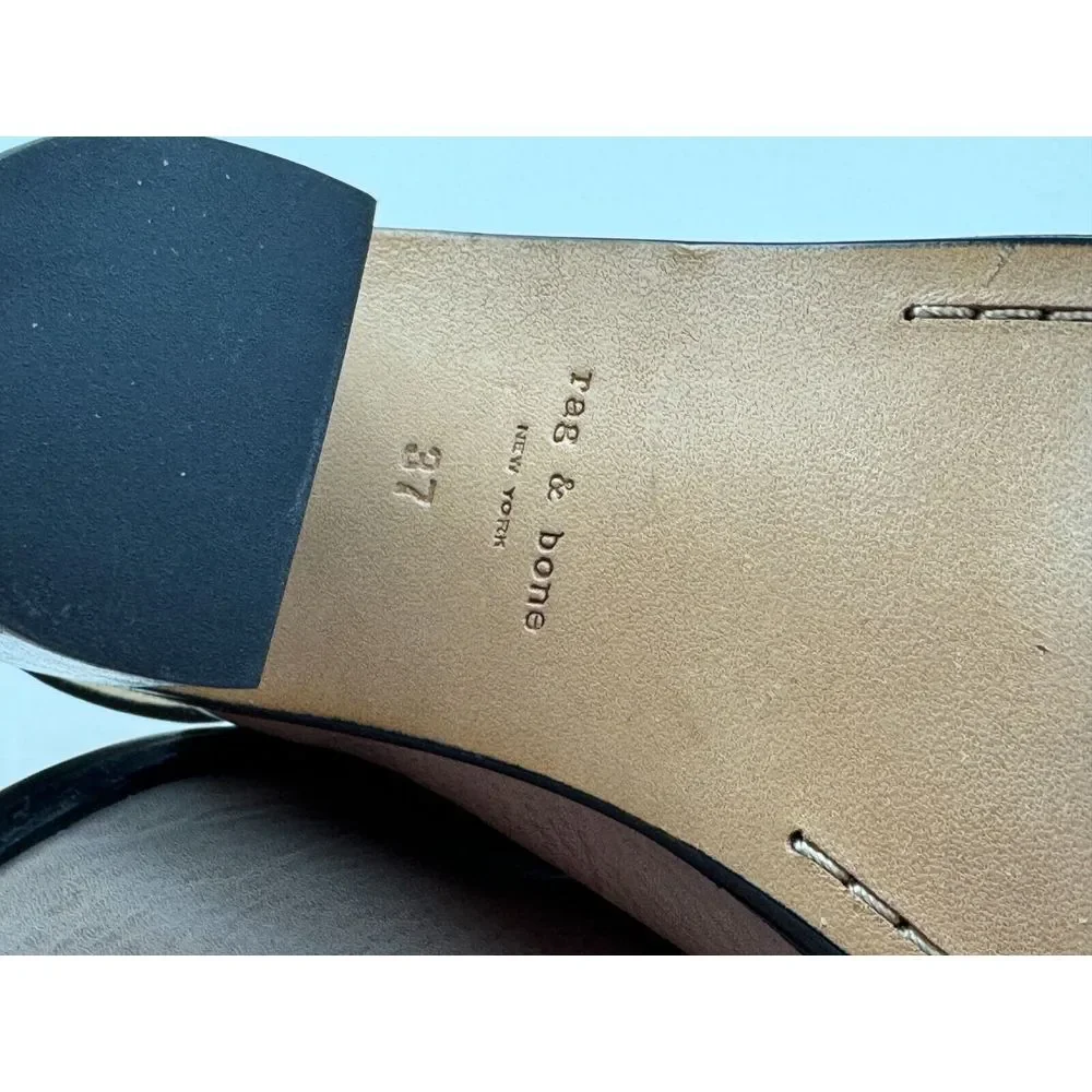 Rag &‎ Bone Wyatt Sandals Women 37 US 7 NWOT Open Toe Brown Leather Block Heels